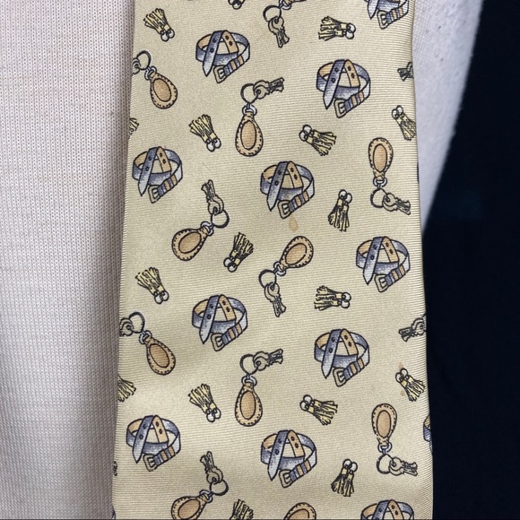 Longchamp men’s key and belt printed silk tie - Picture 5 of 9